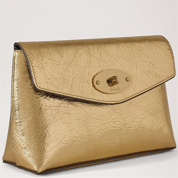 Mulberry Darley Cosmetic Pouch Somerset Gold Grainy Metallic
